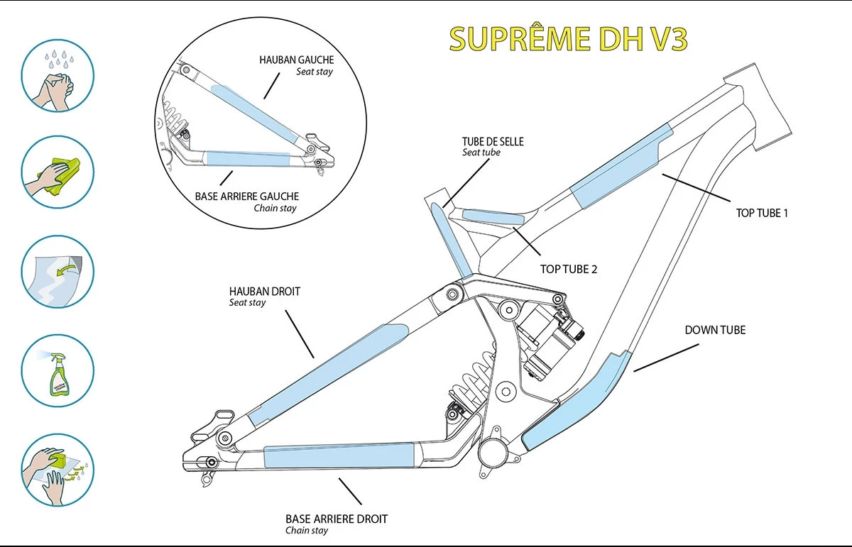 KIT CLEARPROTECT CUSTOM POUR SUPREME DH V3 MAT 1 KIT CLEARPROTECT CUSTOM POUR SUPREME DH V3 MAT